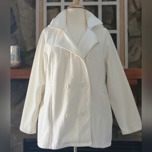 Cream Fleece Double Breasted Transitional Coat Plus Size 3X